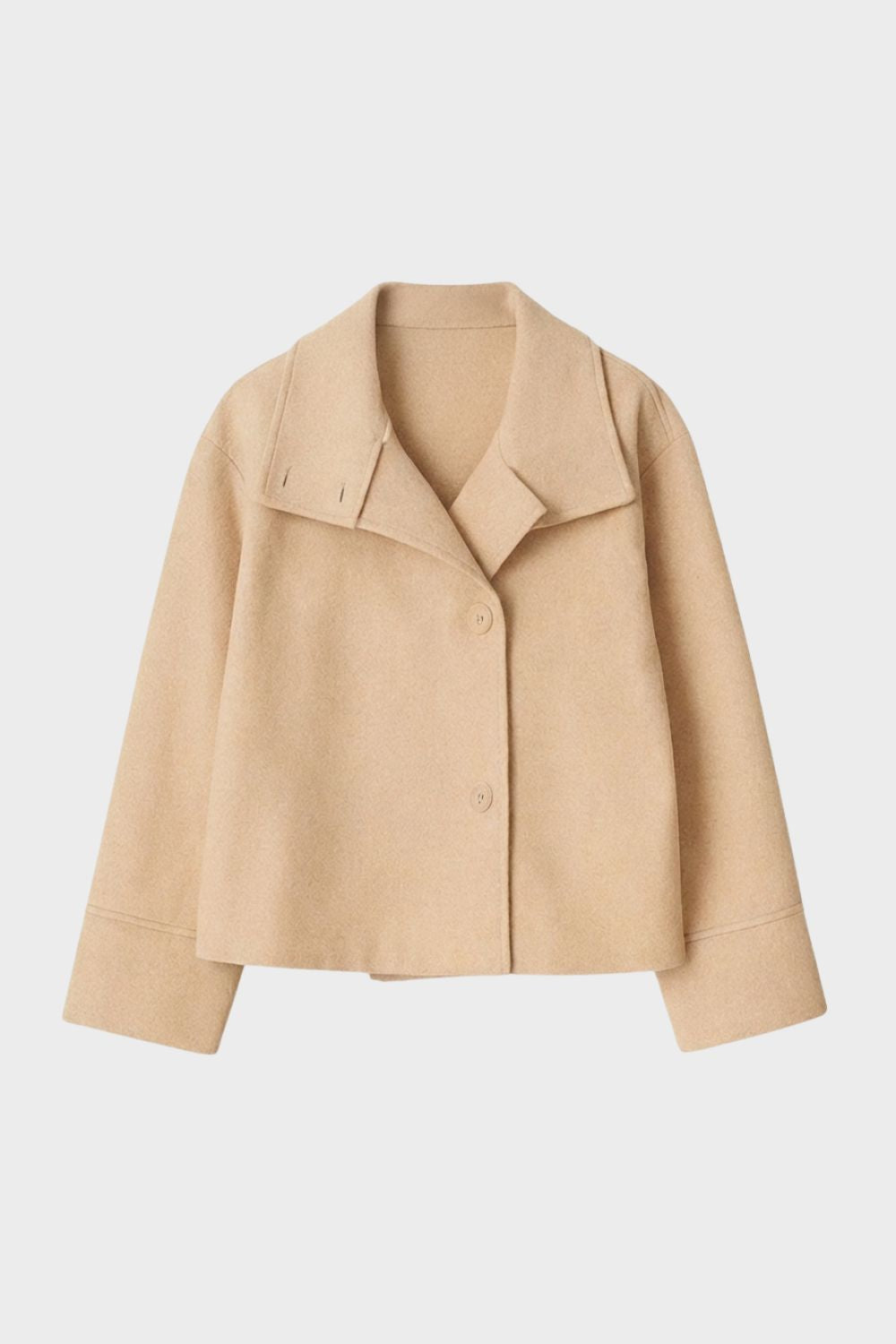 Women's Notched Collar Short Jacket with Button Placket
