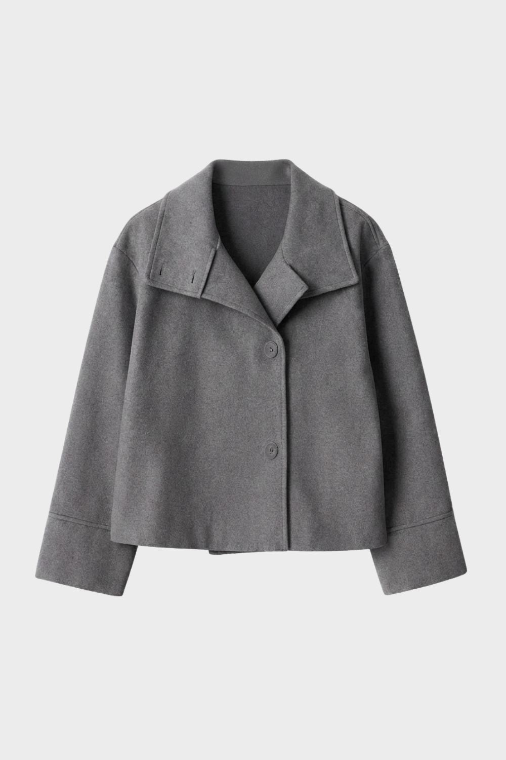 Women's Notched Collar Short Jacket with Button Placket