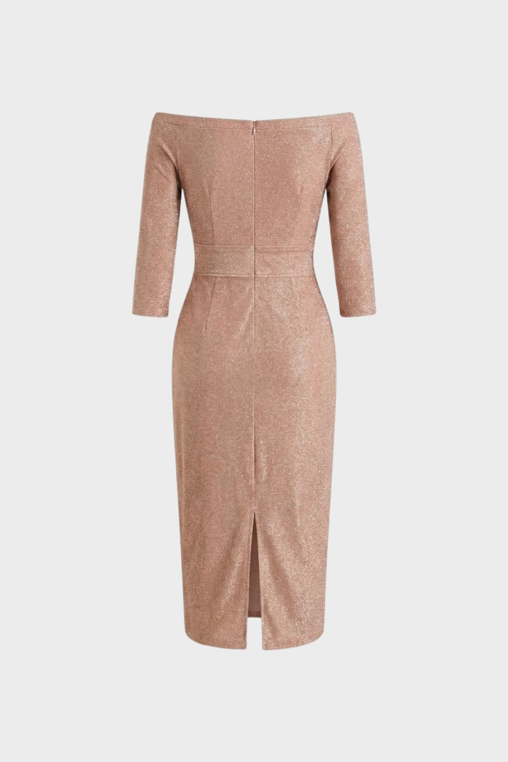 Women's Midi Dress with Boat Neck and Draping