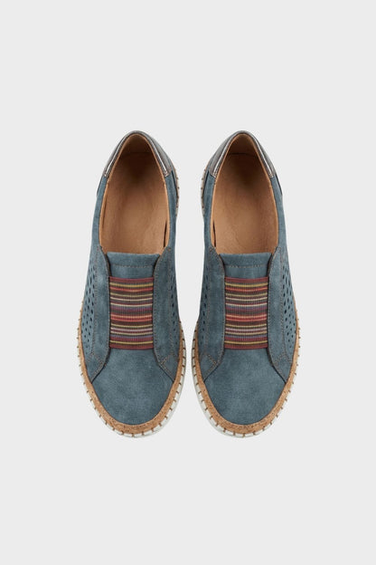 Women's Slip-On Shoes with Elastic Insert & Perforated Design