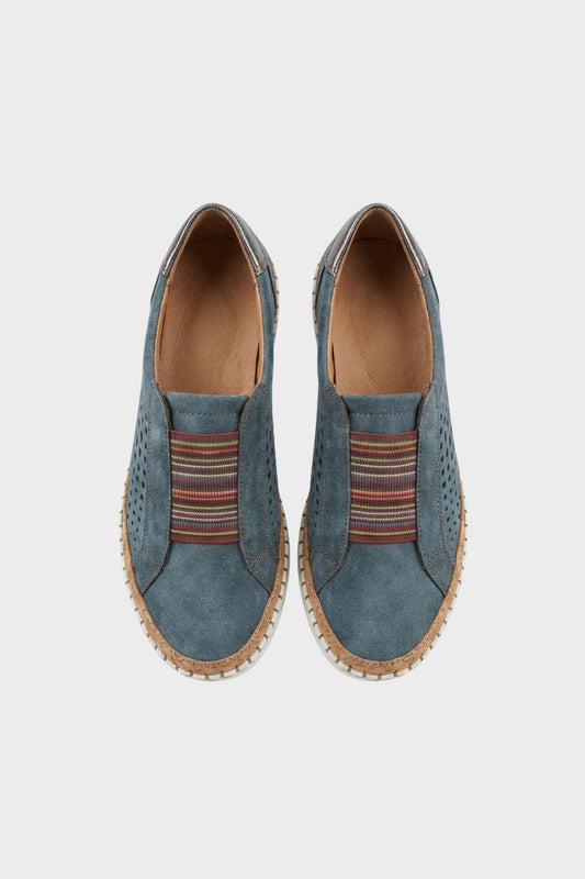 Women's Slip-On Shoes with Elastic Insert & Perforated Design