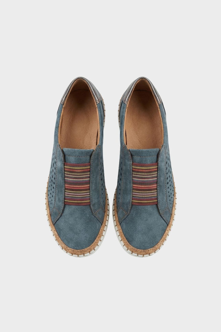 Women's Slip-On Shoes with Elastic Insert & Perforated Design