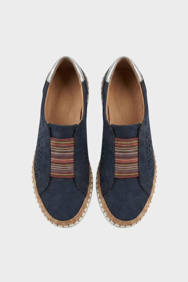 Women's Slip-On Shoes with Elastic Insert & Perforated Design