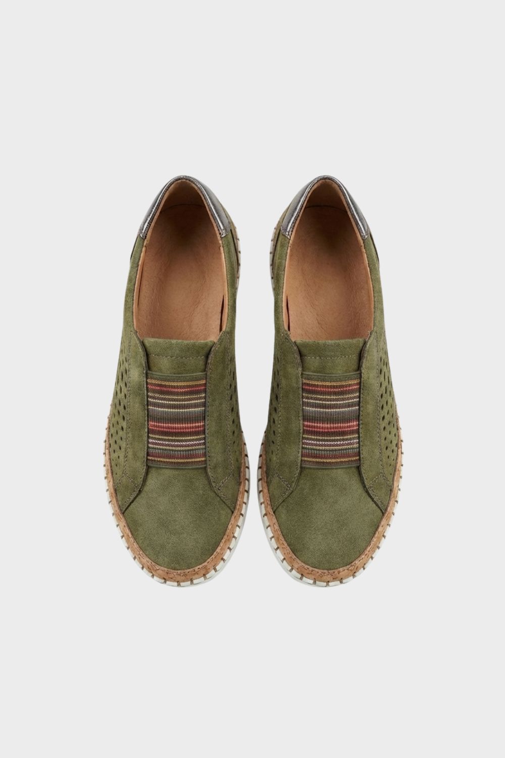 Women's Slip-On Shoes with Elastic Insert & Perforated Design