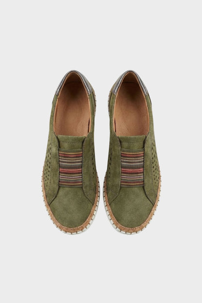 Women's Slip-On Shoes with Elastic Insert & Perforated Design