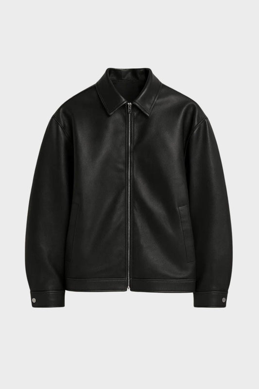 Men's Zip Collar Leather Jacket