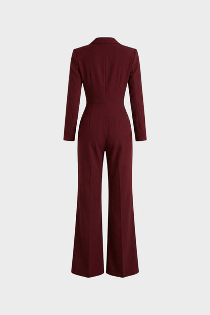Elegant Bordeaux Wide-Leg Jumpsuit for Women