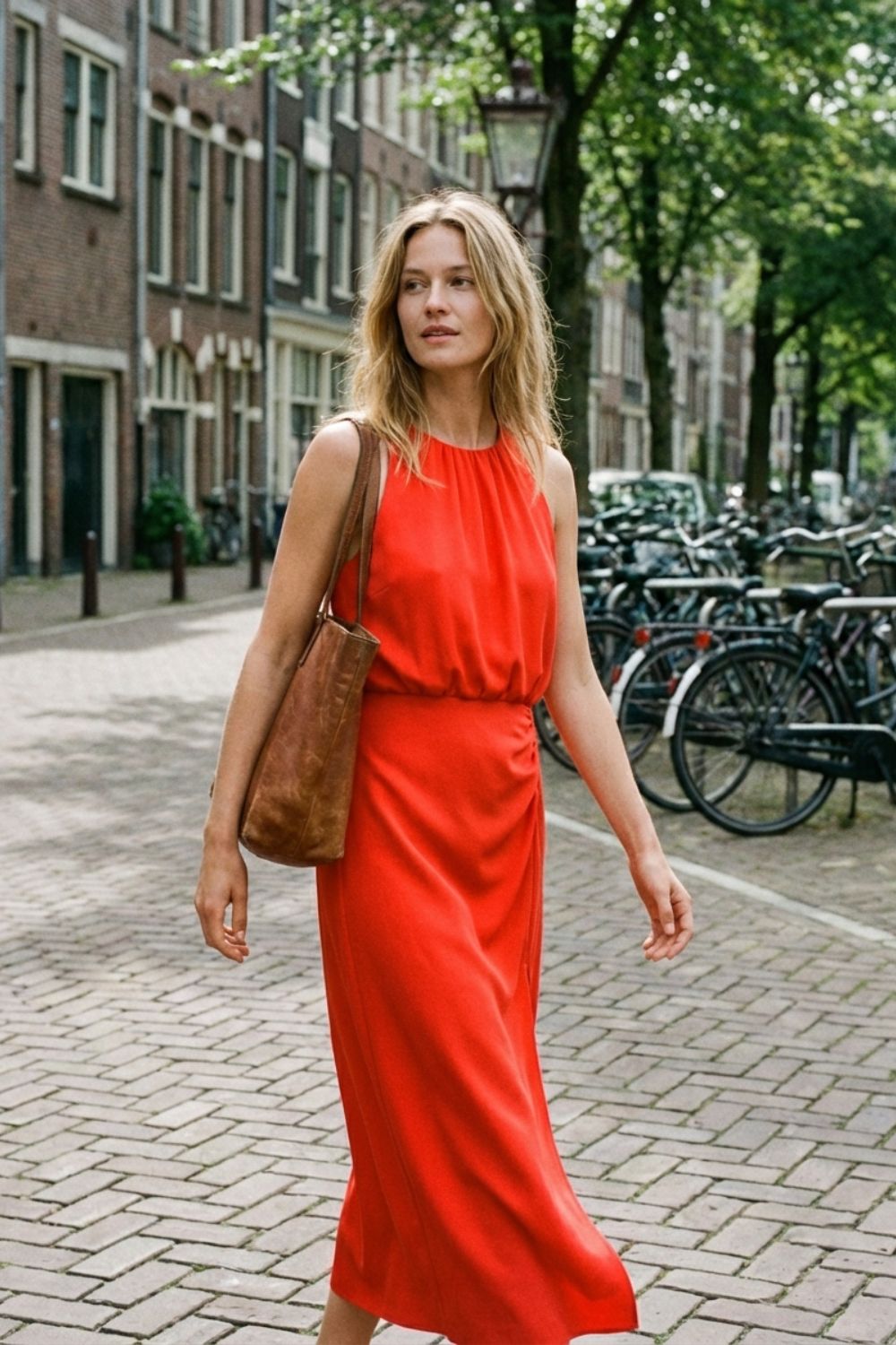 Sleeveless Women's Midi Dress with Slit