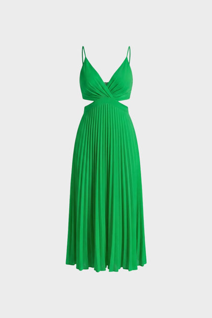 Pleated V-Neck Maxi Dress for Women