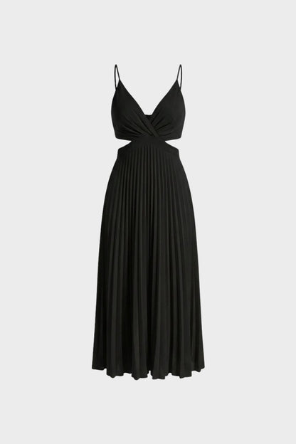 Pleated V-Neck Maxi Dress for Women