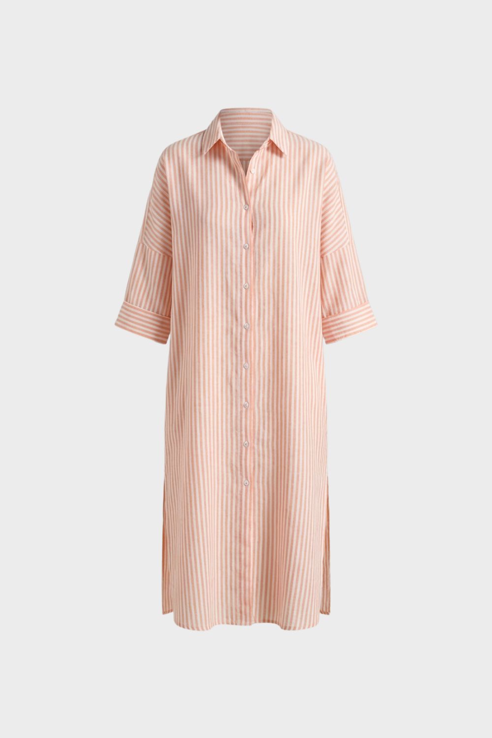 Women's Striped Shirt Dress with Button Placket