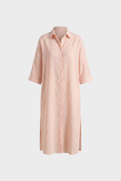 Women's Striped Shirt Dress with Button Placket