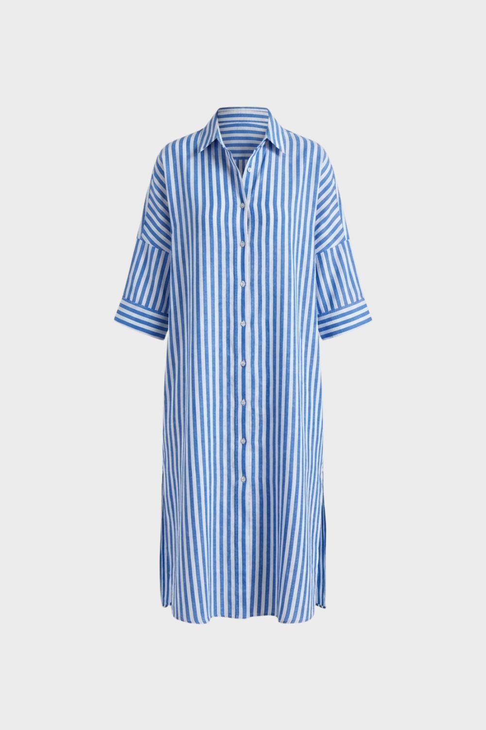 Women's Striped Shirt Dress with Button Placket