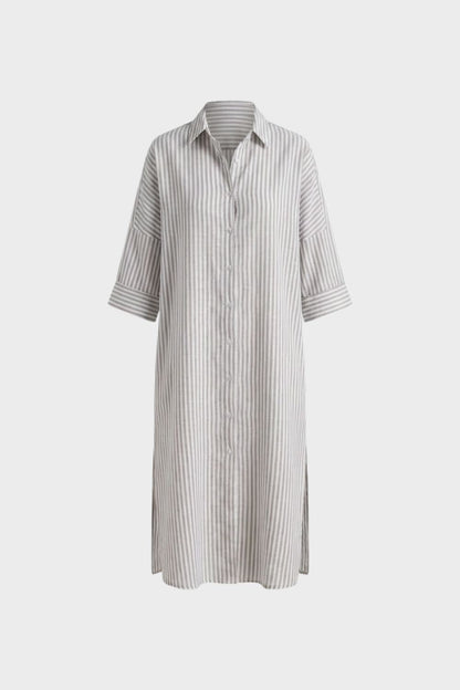 Women's Striped Shirt Dress with Button Placket