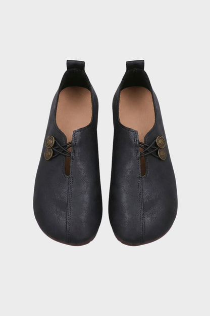 Women's Cut-Out Ballerinas with Button Detail