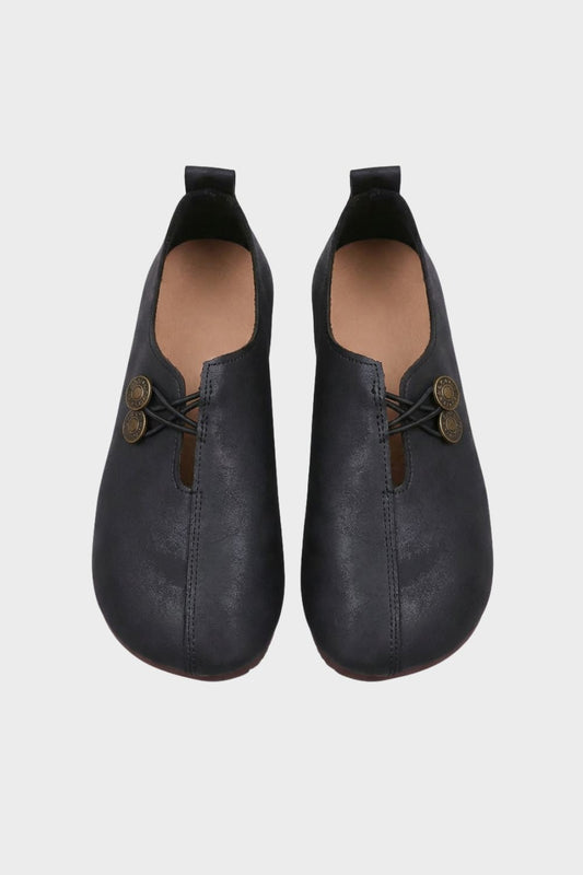 Women's Cut-Out Ballerinas with Button Detail