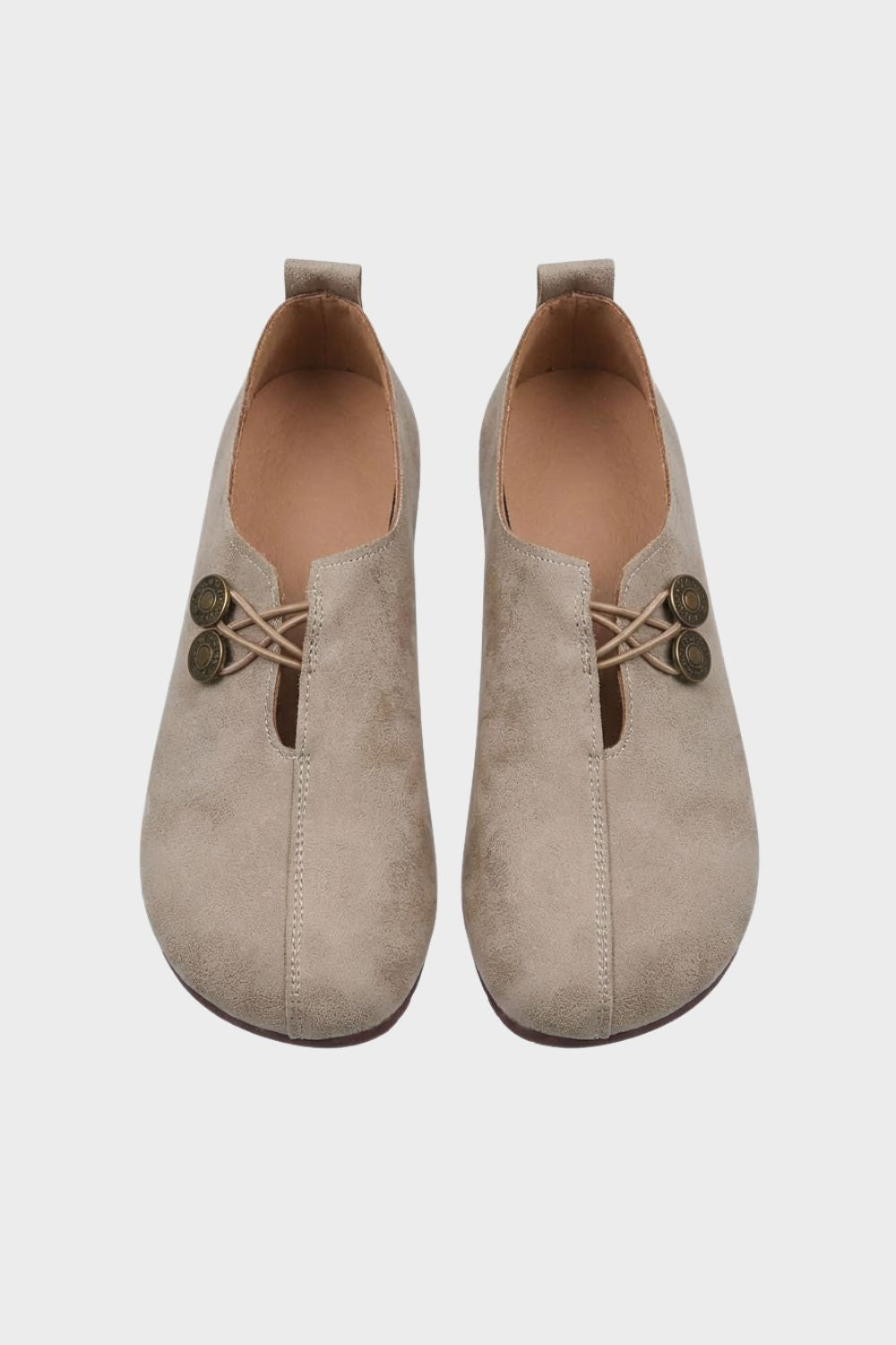 Women's Cut-Out Ballerinas with Button Detail