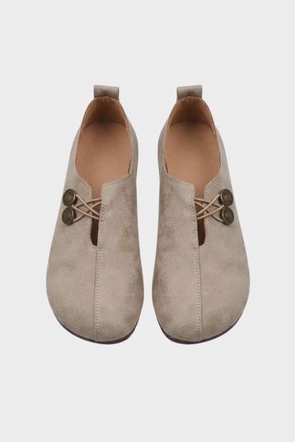 Women's Cut-Out Ballerinas with Button Detail