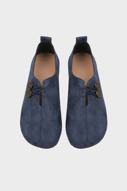 Women's Cut-Out Ballerinas with Button Detail