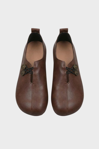 Women's Cut-Out Ballerinas with Button Detail
