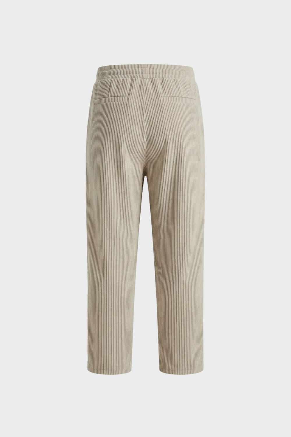 Men's Ribbed Straight Cut Trousers with Elastic Waistband