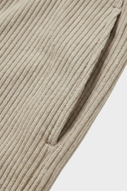 Men's Ribbed Straight Cut Trousers with Elastic Waistband