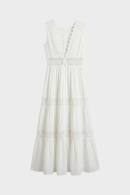 V-Neck Lace Maxi Dress for Women