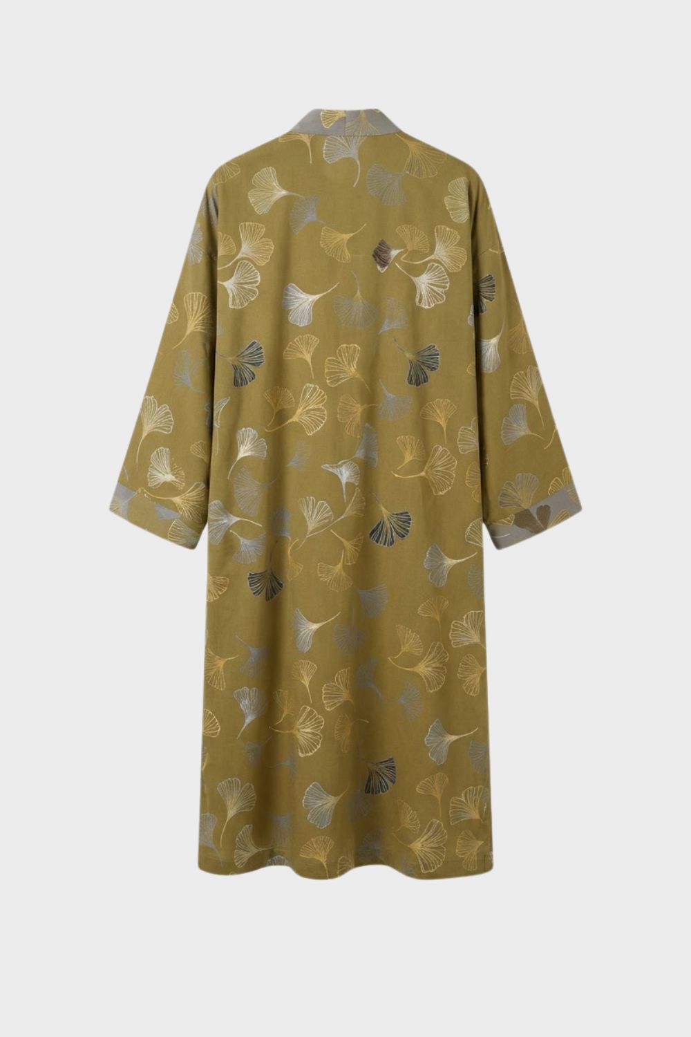 Knee-Length Women's Kimono Bathrobe with Belt and Pattern