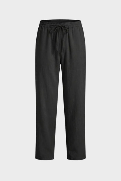 Men's Linen Trousers with Elastic Waist and Drawstring