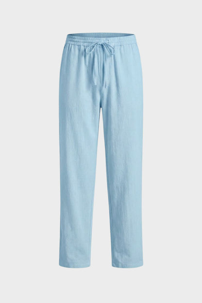 Men's Linen Trousers with Elastic Waist and Drawstring