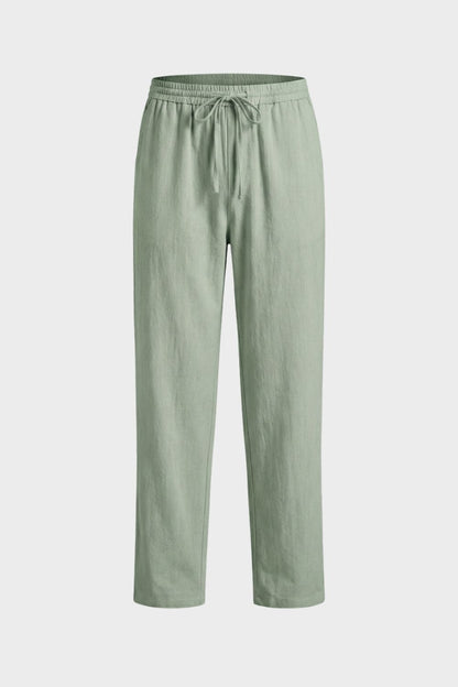 Men's Linen Trousers with Elastic Waist and Drawstring