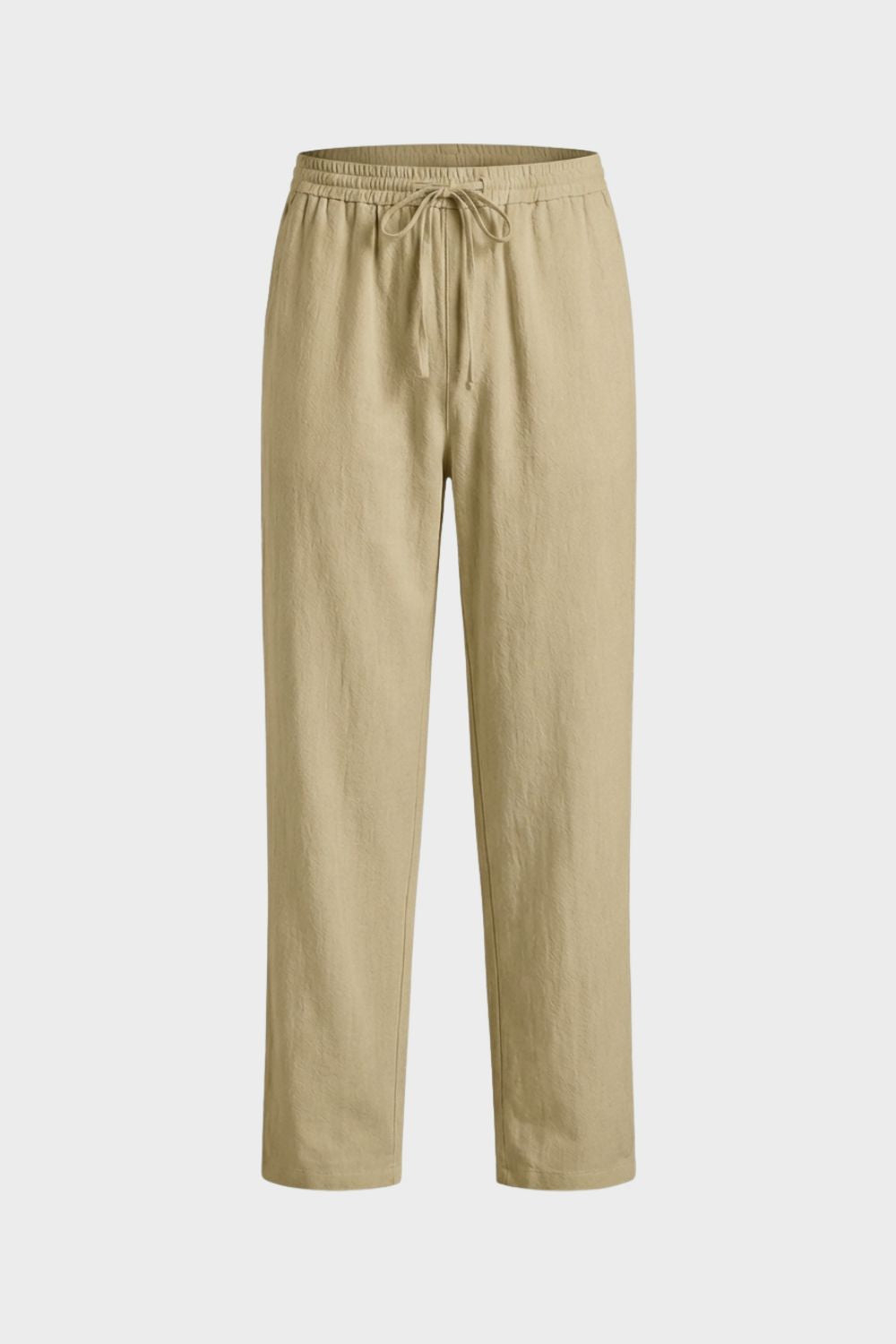 Men's Linen Trousers with Elastic Waist and Drawstring