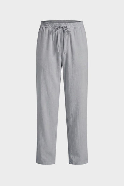Men's Linen Trousers with Elastic Waist and Drawstring