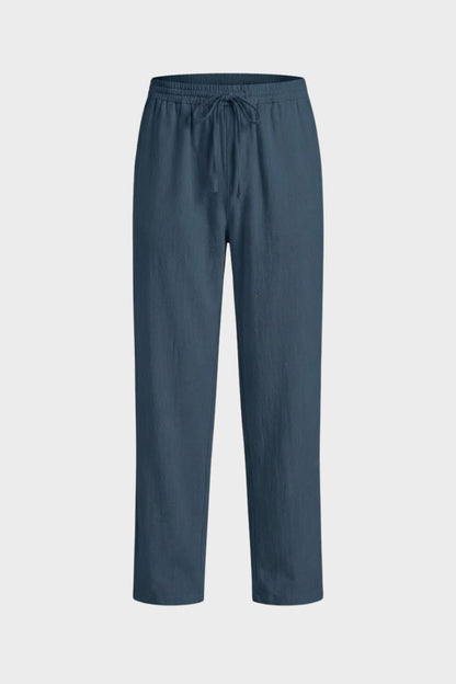 Men's Linen Trousers with Elastic Waist and Drawstring