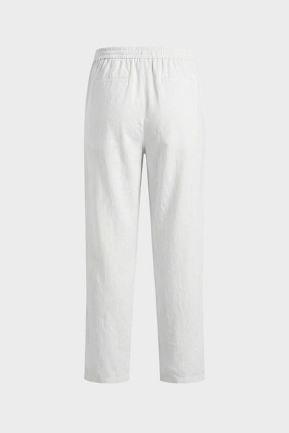 Men's Linen Trousers with Elastic Waist and Drawstring