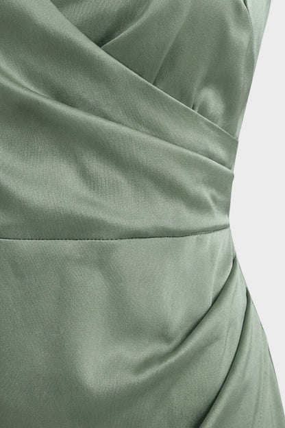 Women's Satin Maxi Dress with Wrap Design and Slit