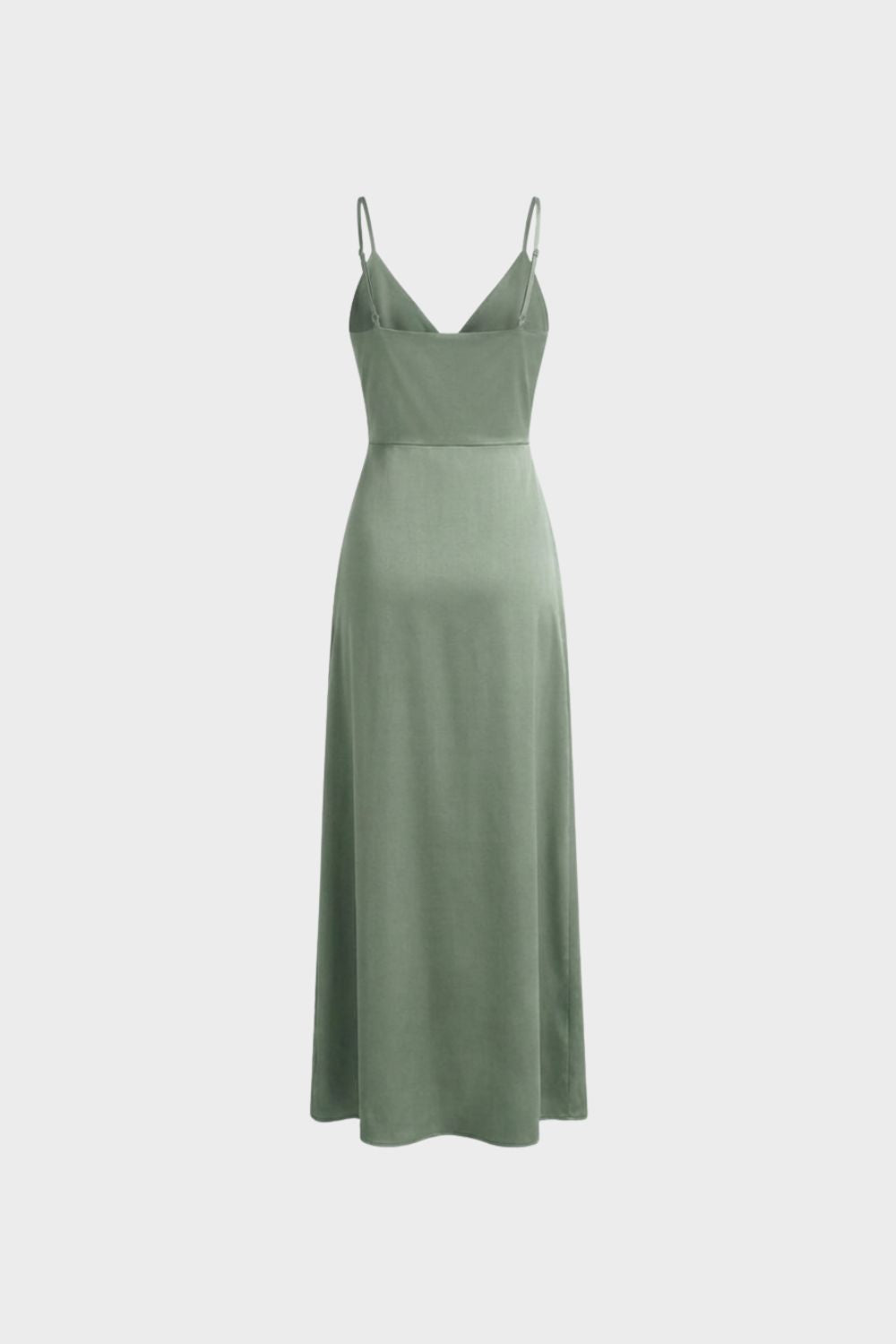 Women's Satin Maxi Dress with Wrap Design and Slit