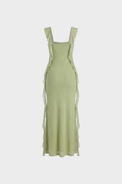 Slim Fit Women's Ruffled Maxi Dress