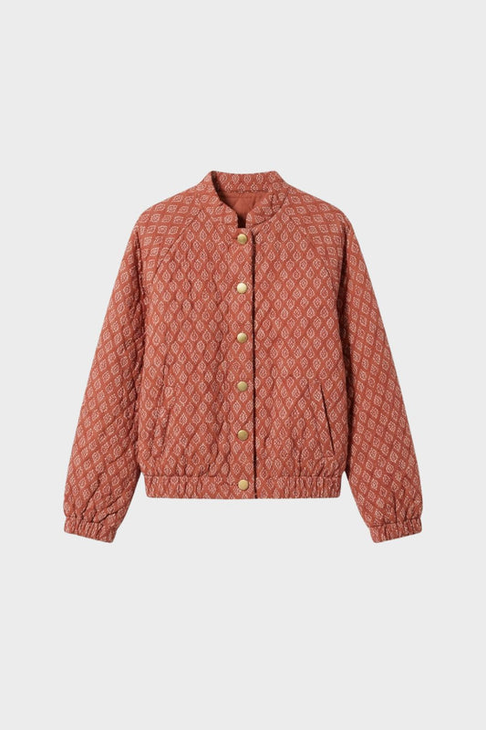 Women's Quilted Jacket with Stand-Up Collar and Press Studs