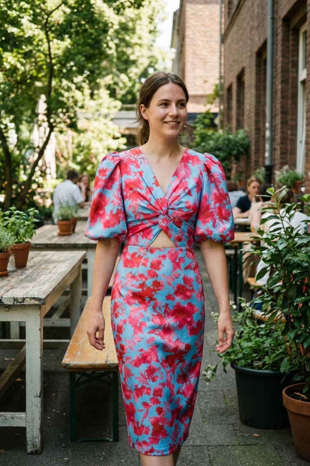 Women's V-Neck Floral Midi Dress