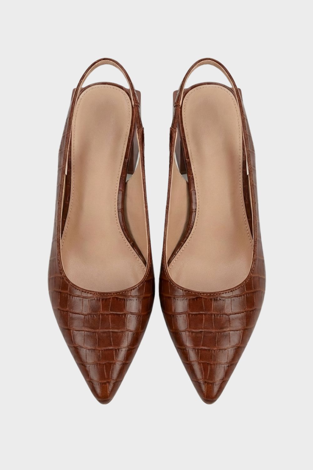 Crocodile Effect Pointed Toe Slingback Pumps for Women