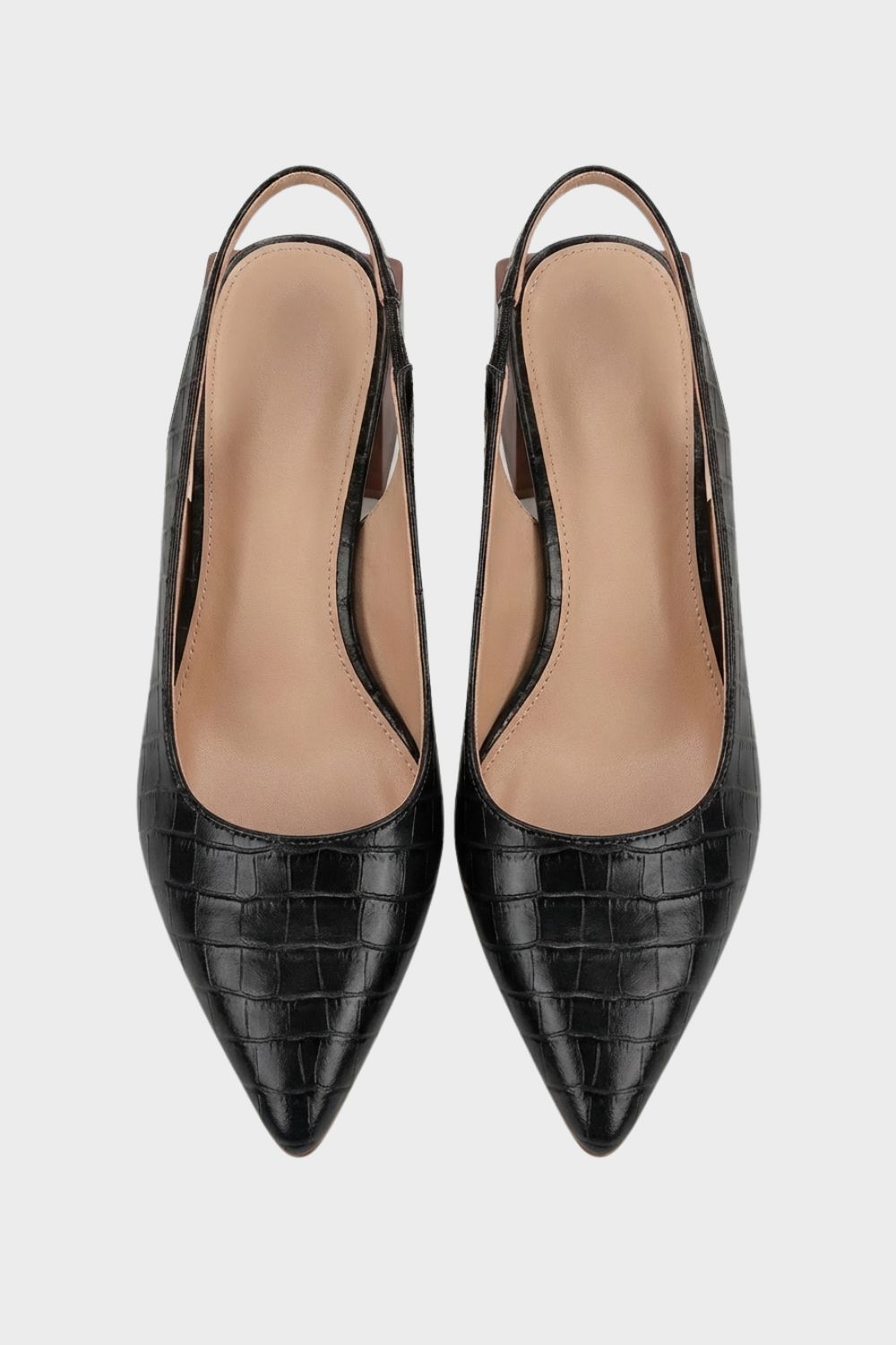 Crocodile Effect Pointed Toe Slingback Pumps for Women
