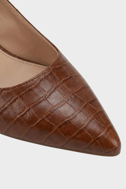 Crocodile Effect Pointed Toe Slingback Pumps for Women