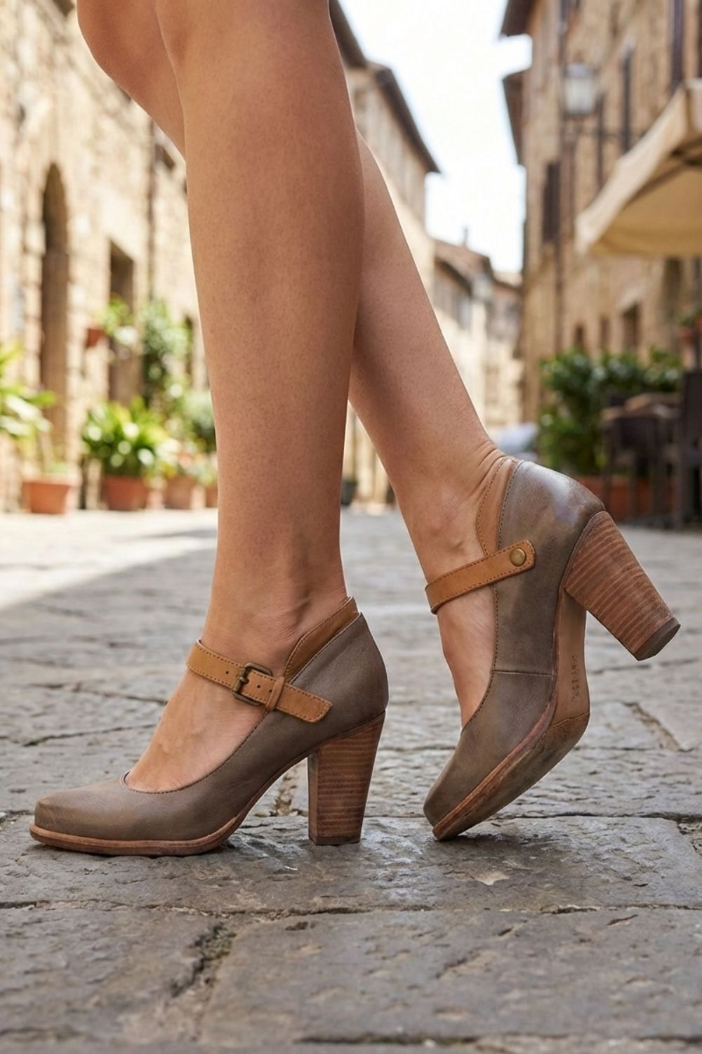 Women's Strapped Block Heel Pumps