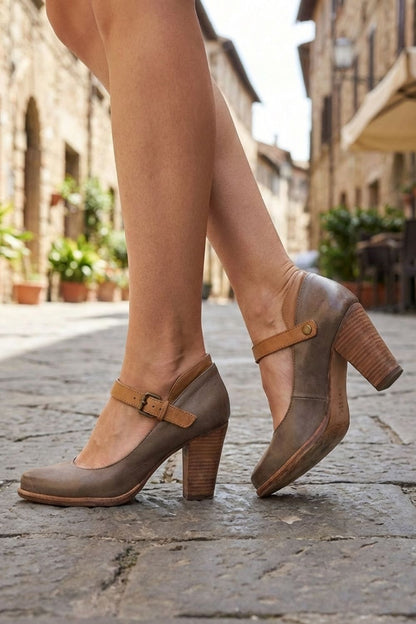 Women's Strapped Block Heel Pumps