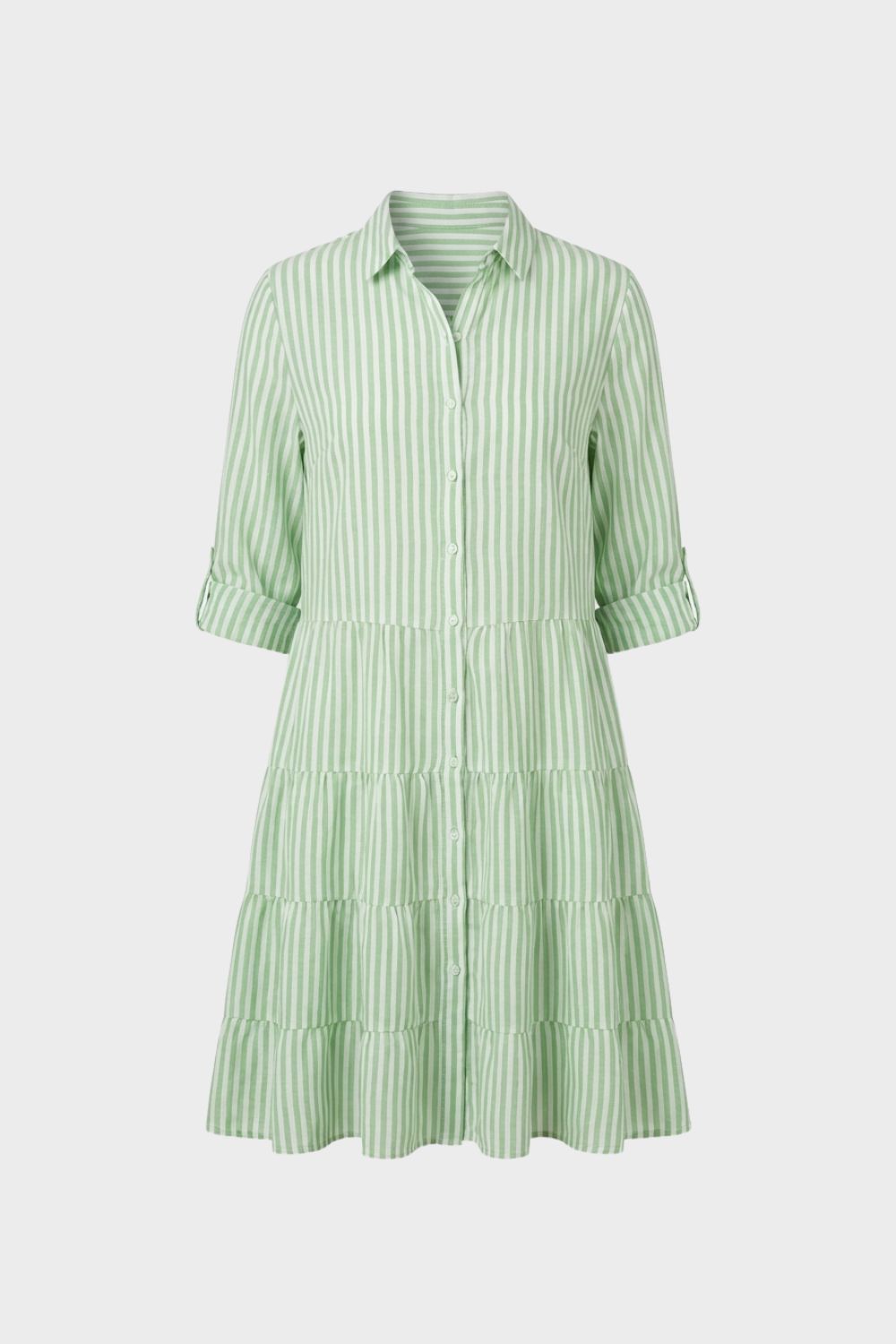 Women's Striped Shirt Dress with Button Placket