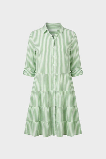 Women's Striped Shirt Dress with Button Placket