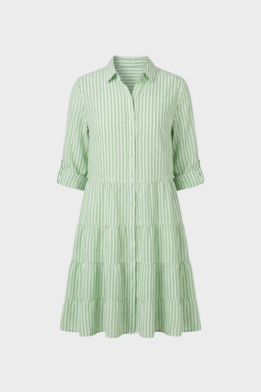 Women's Striped Shirt Dress with Button Placket