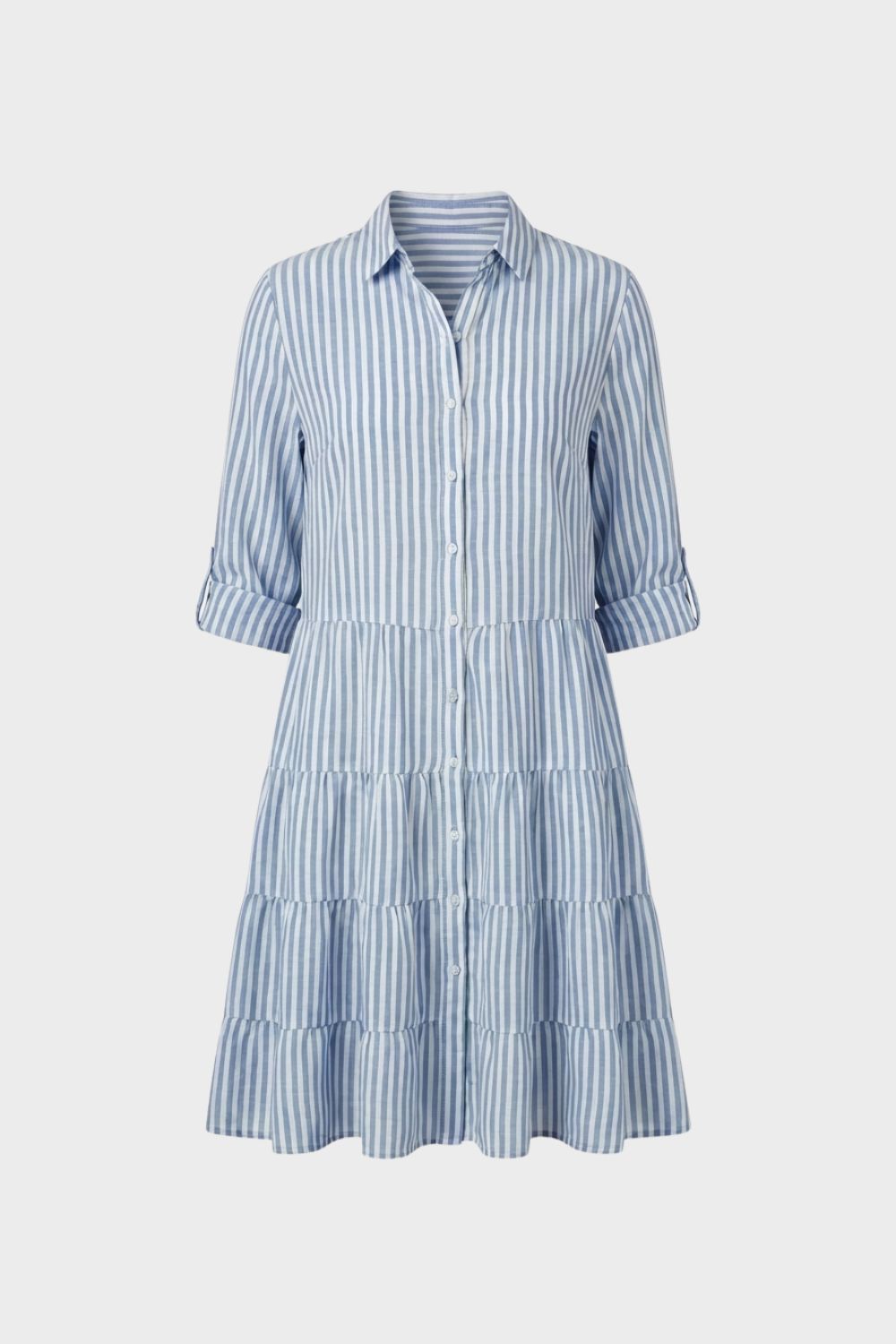 Women's Striped Shirt Dress with Button Placket