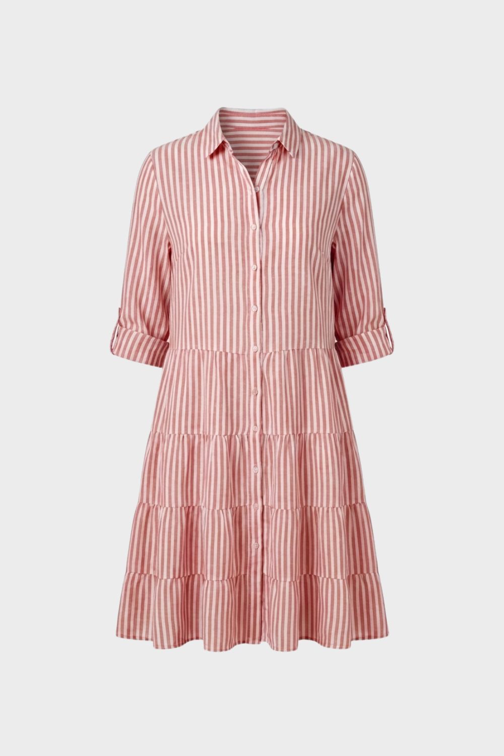 Women's Striped Shirt Dress with Button Placket